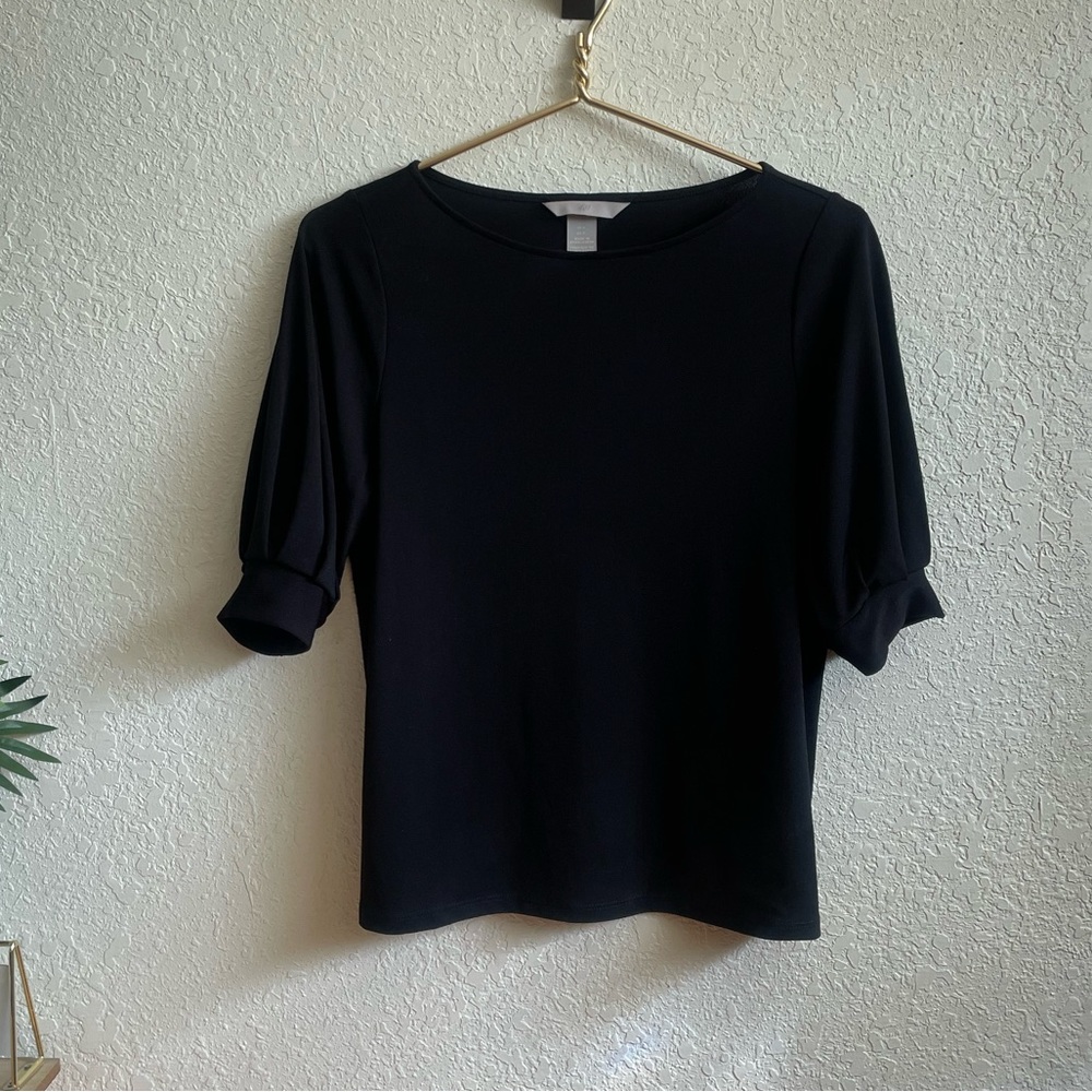 BLACK H&M BLOUSE MIDLENGTH SLEEVES